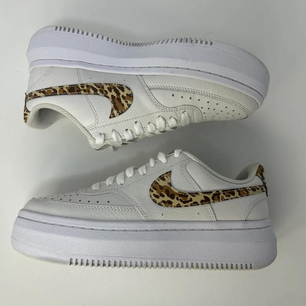 Nike Court Vision Alta LTR‎ Women's Size 8 White Leopard Camo Swoosh DM0113-004